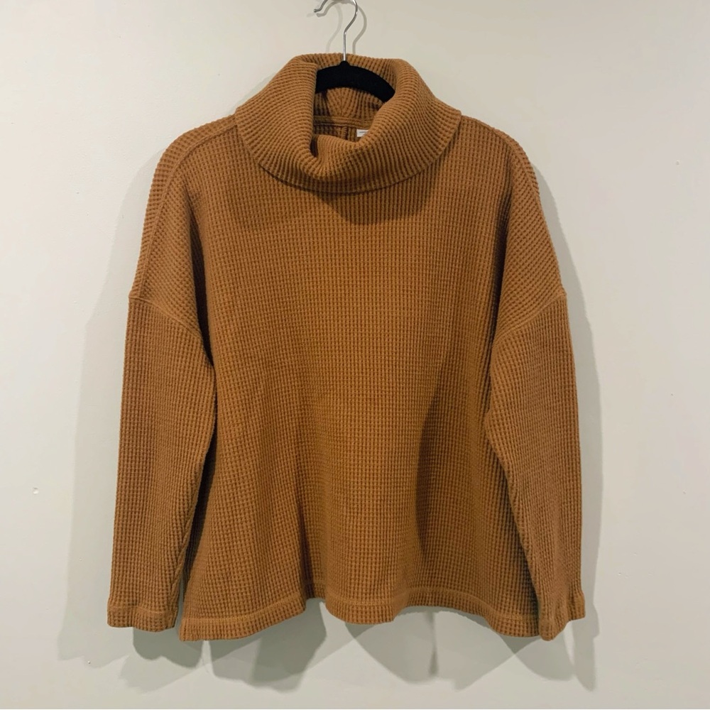Old Navy Waffle Knit Drop Shoulder Sweater Camel Brown